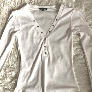 Dynamite Shear White Button Up Bodysuit
